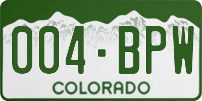 CO license plate 004BPW