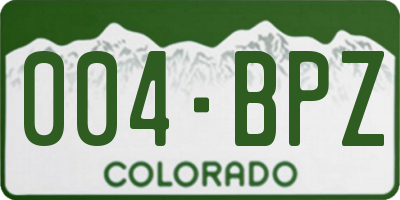 CO license plate 004BPZ