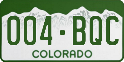 CO license plate 004BQC
