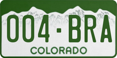 CO license plate 004BRA