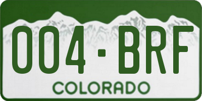 CO license plate 004BRF