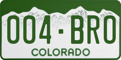 CO license plate 004BRO