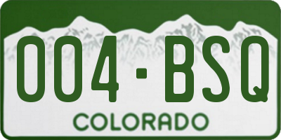 CO license plate 004BSQ