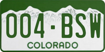 CO license plate 004BSW