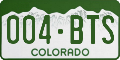 CO license plate 004BTS