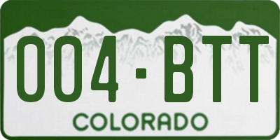 CO license plate 004BTT