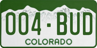 CO license plate 004BUD
