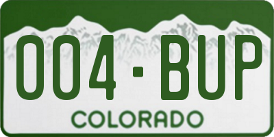 CO license plate 004BUP