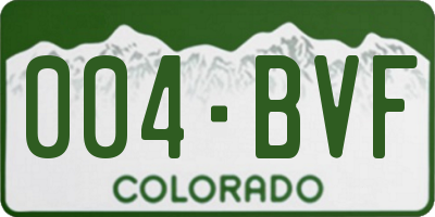 CO license plate 004BVF