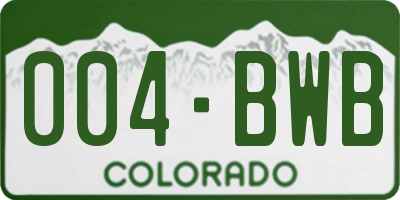 CO license plate 004BWB