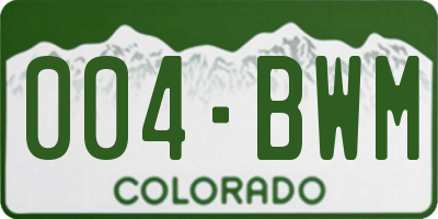 CO license plate 004BWM