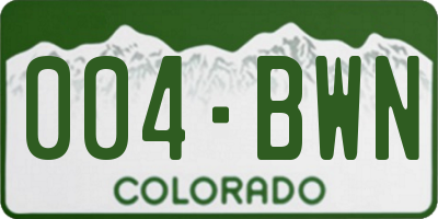 CO license plate 004BWN