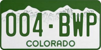 CO license plate 004BWP