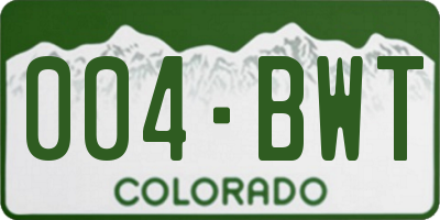 CO license plate 004BWT