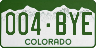 CO license plate 004BYE