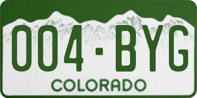 CO license plate 004BYG