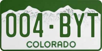 CO license plate 004BYT