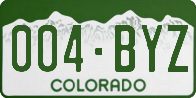 CO license plate 004BYZ