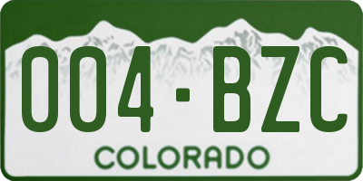 CO license plate 004BZC