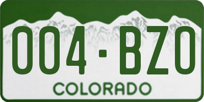 CO license plate 004BZO