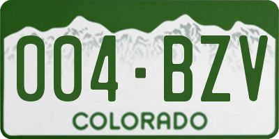 CO license plate 004BZV