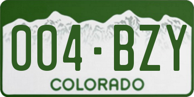 CO license plate 004BZY