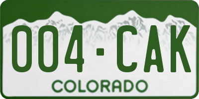 CO license plate 004CAK