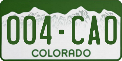 CO license plate 004CAO