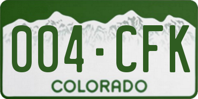 CO license plate 004CFK