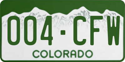 CO license plate 004CFW