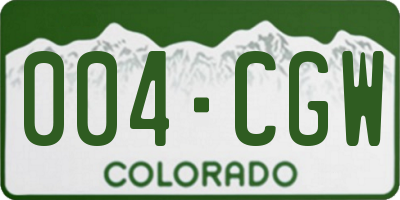 CO license plate 004CGW