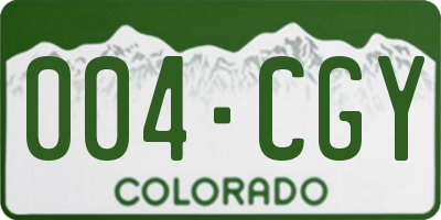CO license plate 004CGY