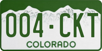 CO license plate 004CKT