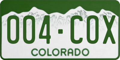 CO license plate 004COX