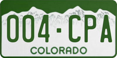 CO license plate 004CPA