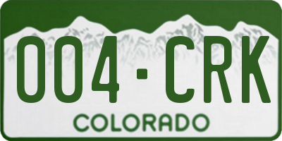 CO license plate 004CRK