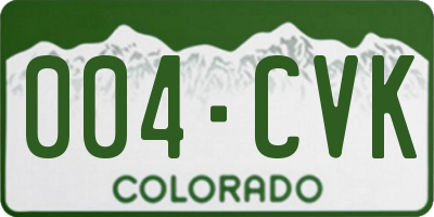 CO license plate 004CVK