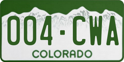 CO license plate 004CWA