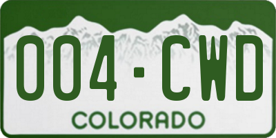 CO license plate 004CWD
