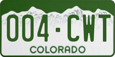 CO license plate 004CWT