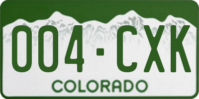 CO license plate 004CXK