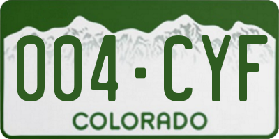 CO license plate 004CYF