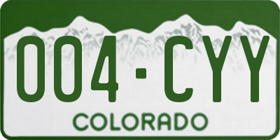 CO license plate 004CYY