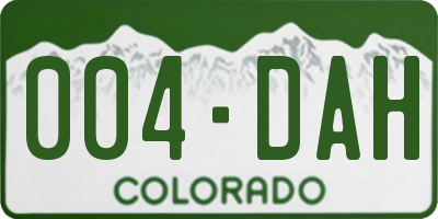 CO license plate 004DAH
