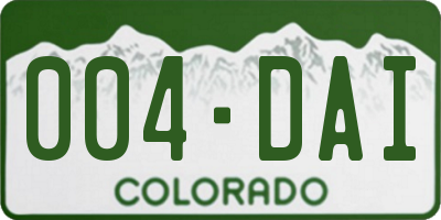 CO license plate 004DAI