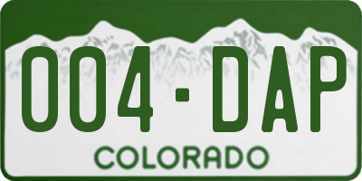 CO license plate 004DAP