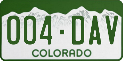 CO license plate 004DAV