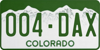 CO license plate 004DAX