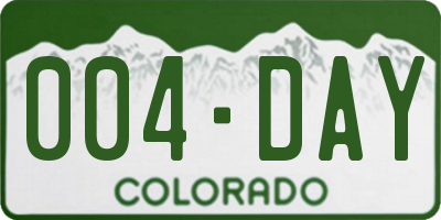 CO license plate 004DAY