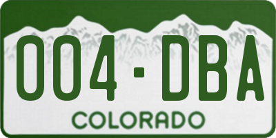 CO license plate 004DBA
